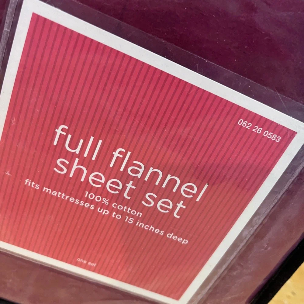 Target Full Flannel Sheet Set 100% Cotton Burgundy Wine 4pc 15in Deep Pocket NEW